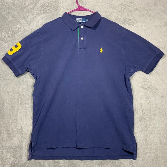 Polo Ralph Lauren Shirt Mens XL Pony Rugby Retro Short Sleeve Button Design Blue - Picture 3 of 9